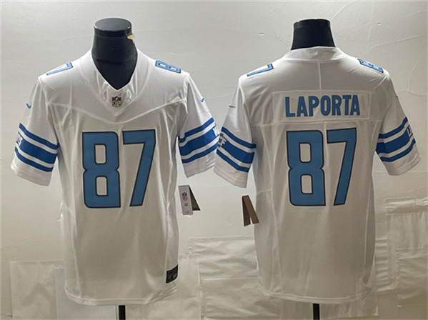 Men's Detroit Lions #87 Sam LaPorta White 2023 F.U.S.E. Vapor Untouchable Limited Stitched Jersey